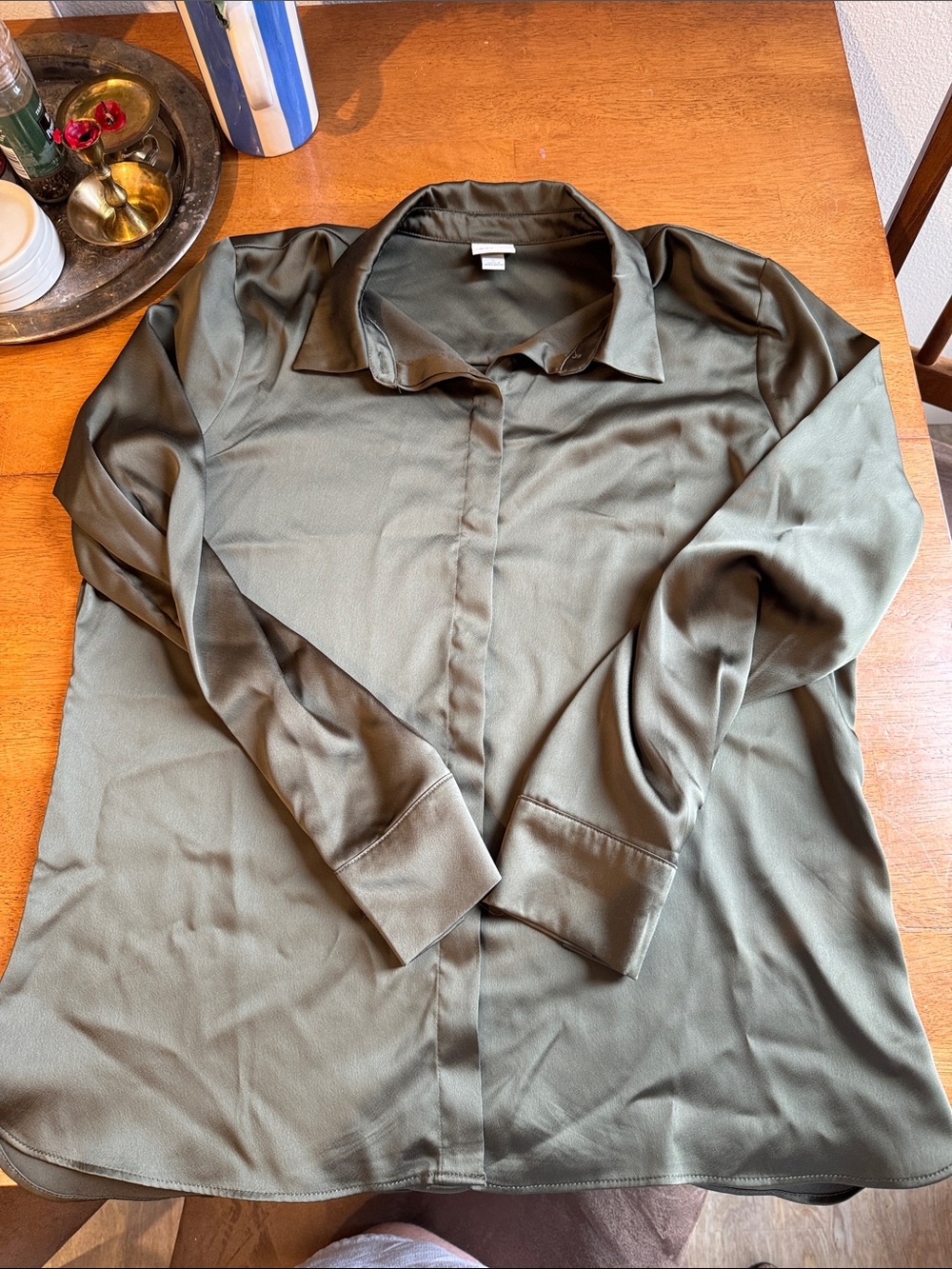 a new day Olive Green Button-Front Long-Sleeve Shirt